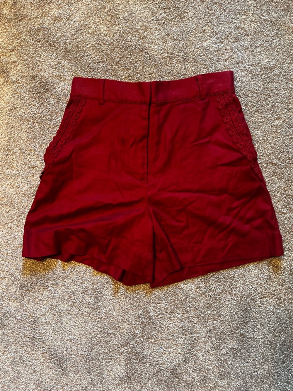 House of Harlow 1960 High-Waist Shorts in Burgandy